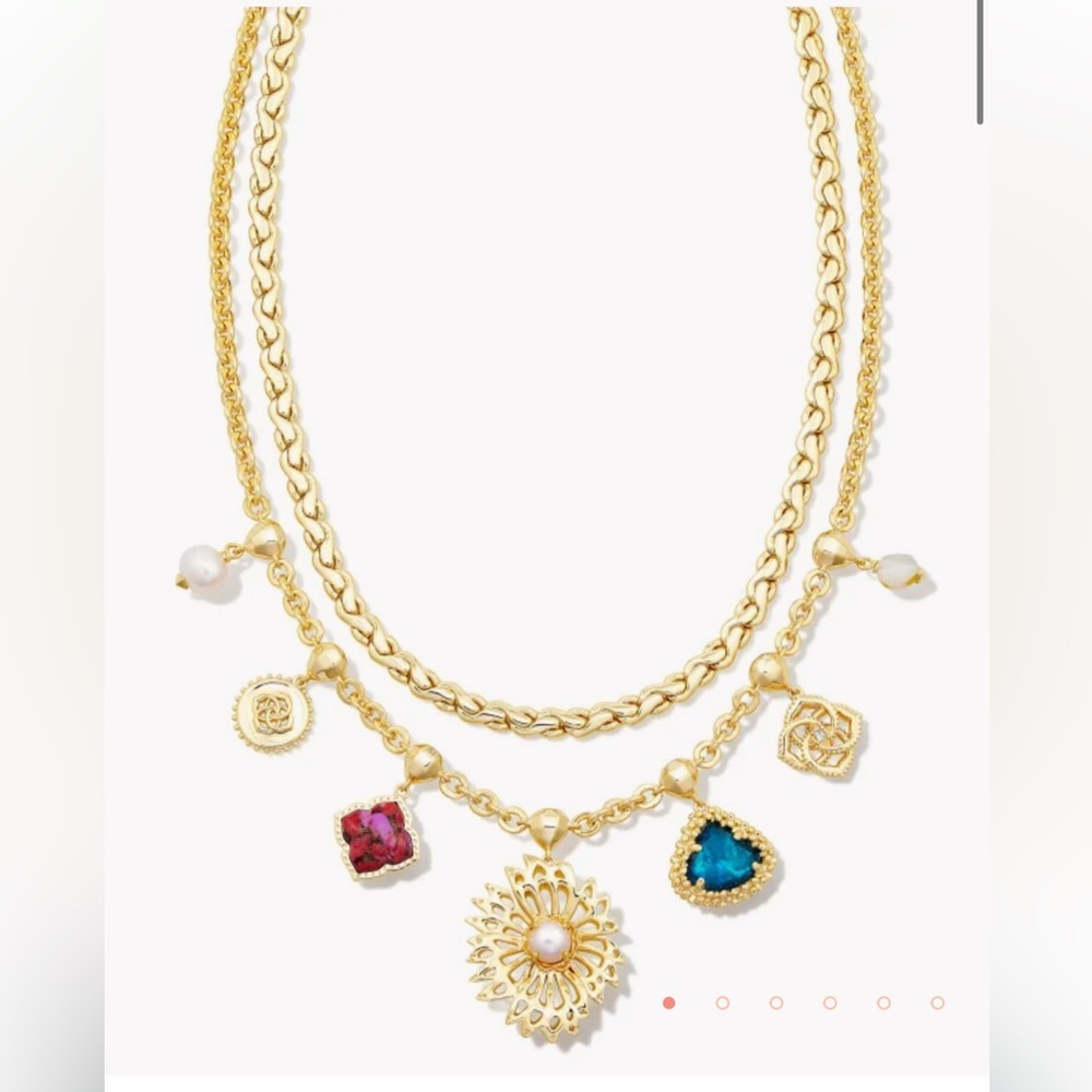 Kendra Scott Brielle Convertible Gold Charm Necklace in Multi Mix